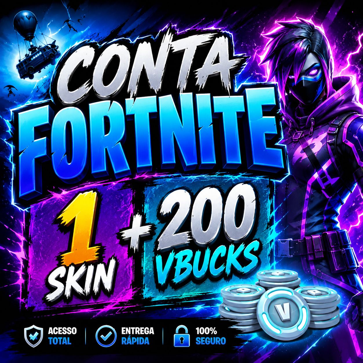 Conta Fortnite + 1 Skin + 200 Vbucks