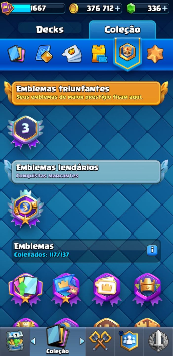 CLASH ROYALE - REI 15 MAX - 14 EVO - 376K OURO - 13K DE TROFÉUS