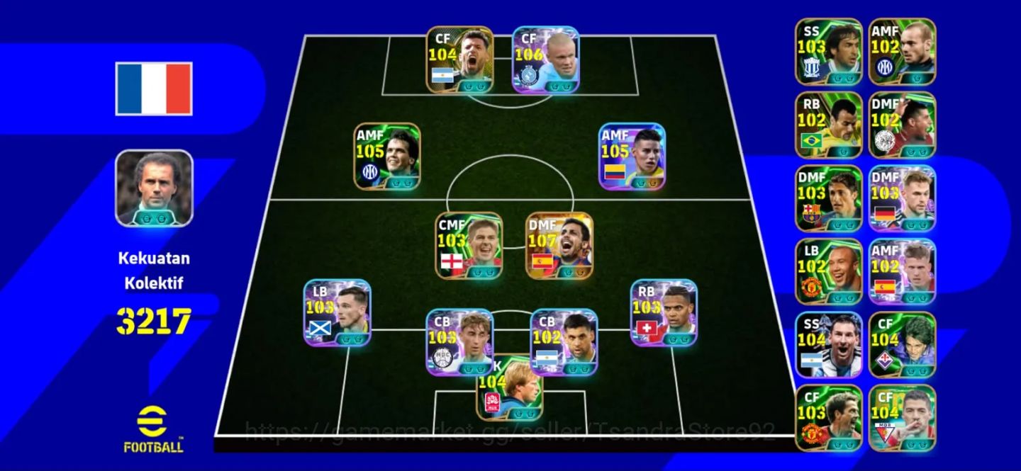 CONTA TOP EFOOTBALL 3217 FC RODRI 107 + HAALAND 106 +MATTHÄUS 105 + BECKENBAUER