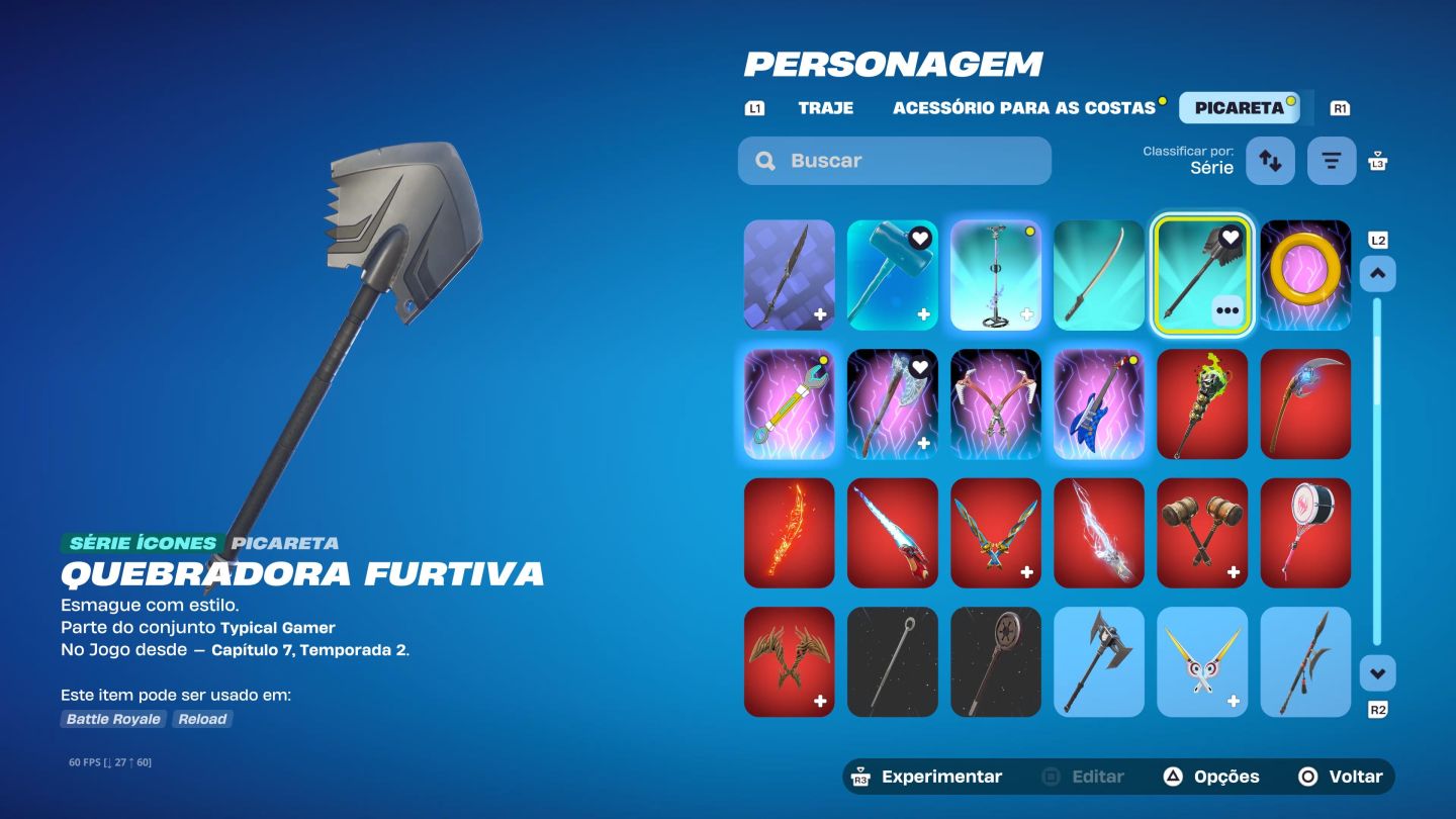 Conta try hard fortinite com passe do tony stark completo e machado do kratos