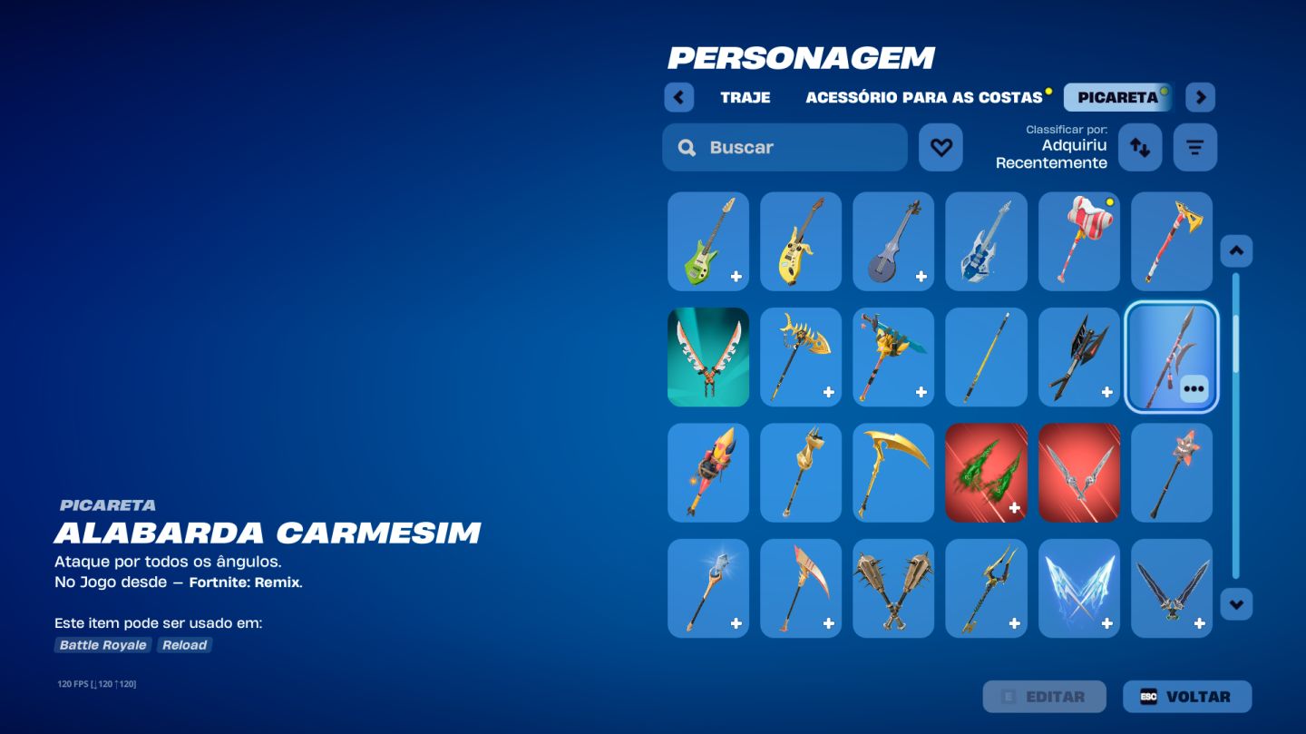 Conta de fortnite 175 skins, 168 picaretas e 144 asa deltas (passe season 4+)