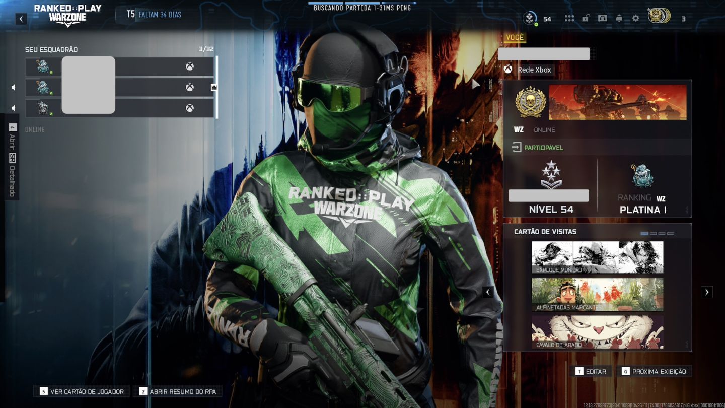 CONTA WARZONE / RANKED PLATINA / FULL ACESSO