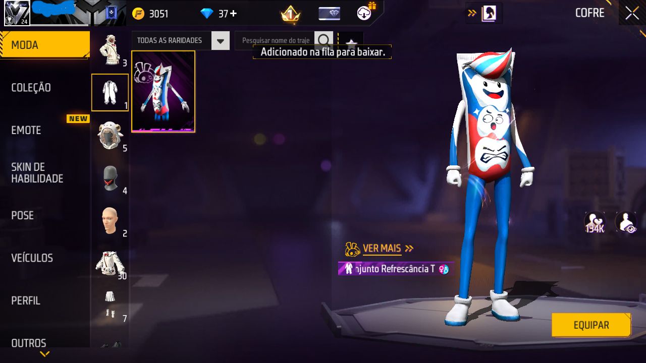 CONTA FREE FIRE PLATINA MODO RANK COM SKINS