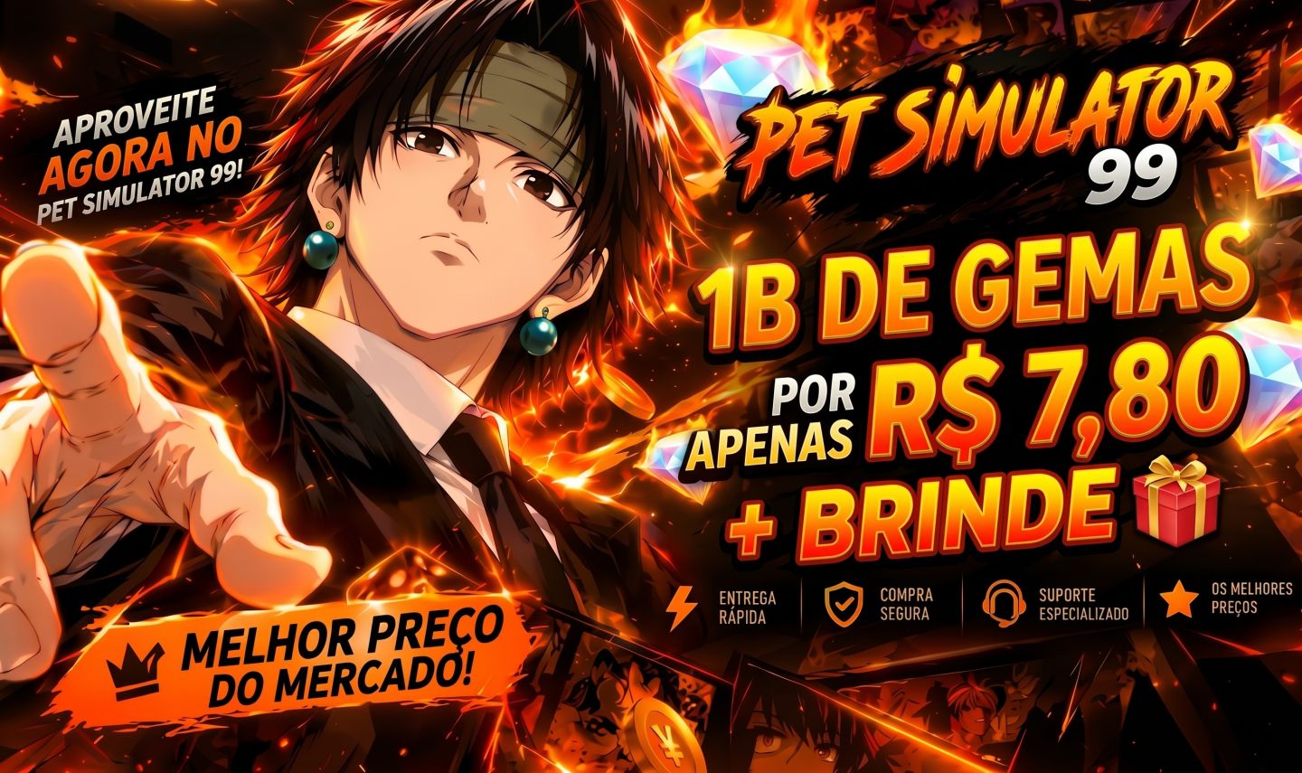 Pet Simulator 99 | 1B de Gemas R$ 7,80 + Brinde | Melhor Preço