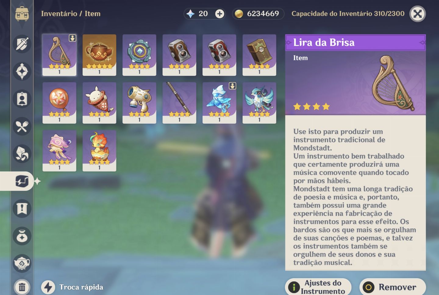 Conta Ar45 com 9 personagens T5, a história está em inazuma.