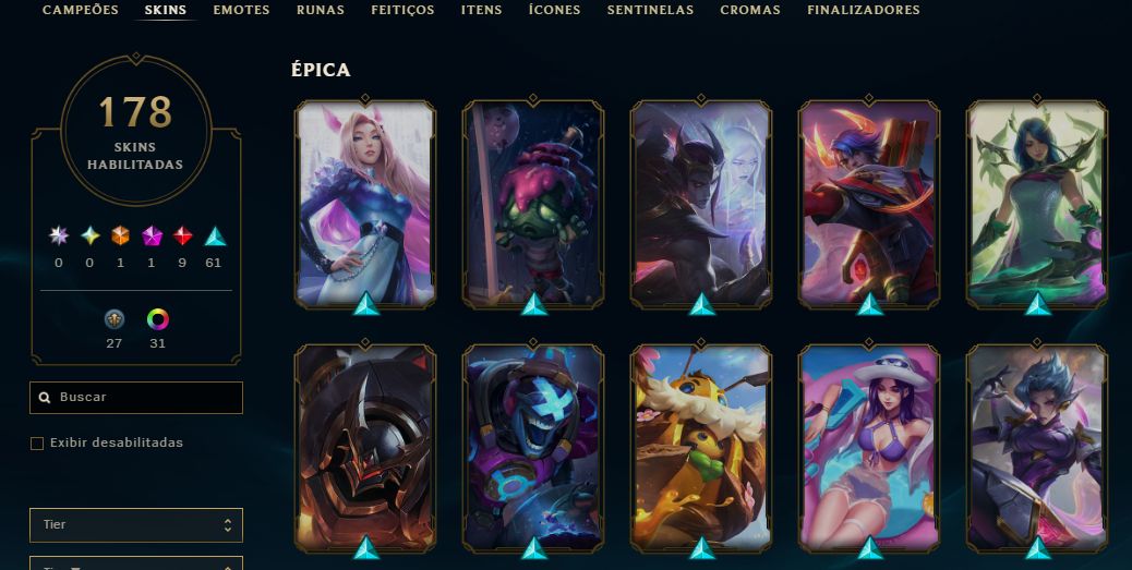 CONTA LOL +10 ANOS LVL 349 | 181 SKINS | TODOS CAMPEÕES | RIOT KAYLE/BLITZ |