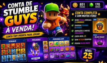 CONTA DE STUMBLE GUYS NO PREÇO!!! SKINS, HABILIDADES E ETC