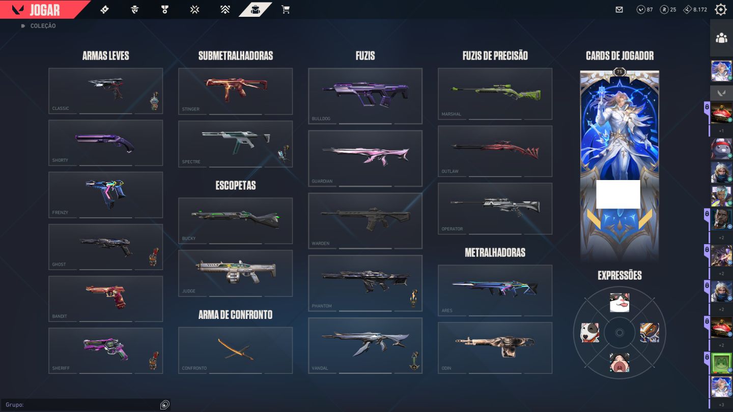 CONTA COM 55 SKINS, KATANA EX.O, FACA VCT LIMITADA, VANDALS E PHANTOMS PREMIUM
