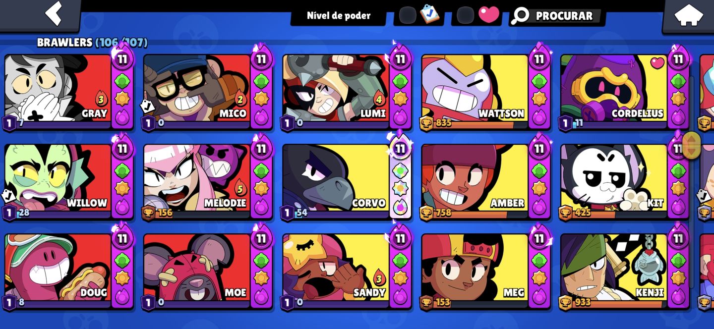 CONTA BRAWL STARS 2018 RARA SHELLY ESTELAR + FAMA LUNAR II