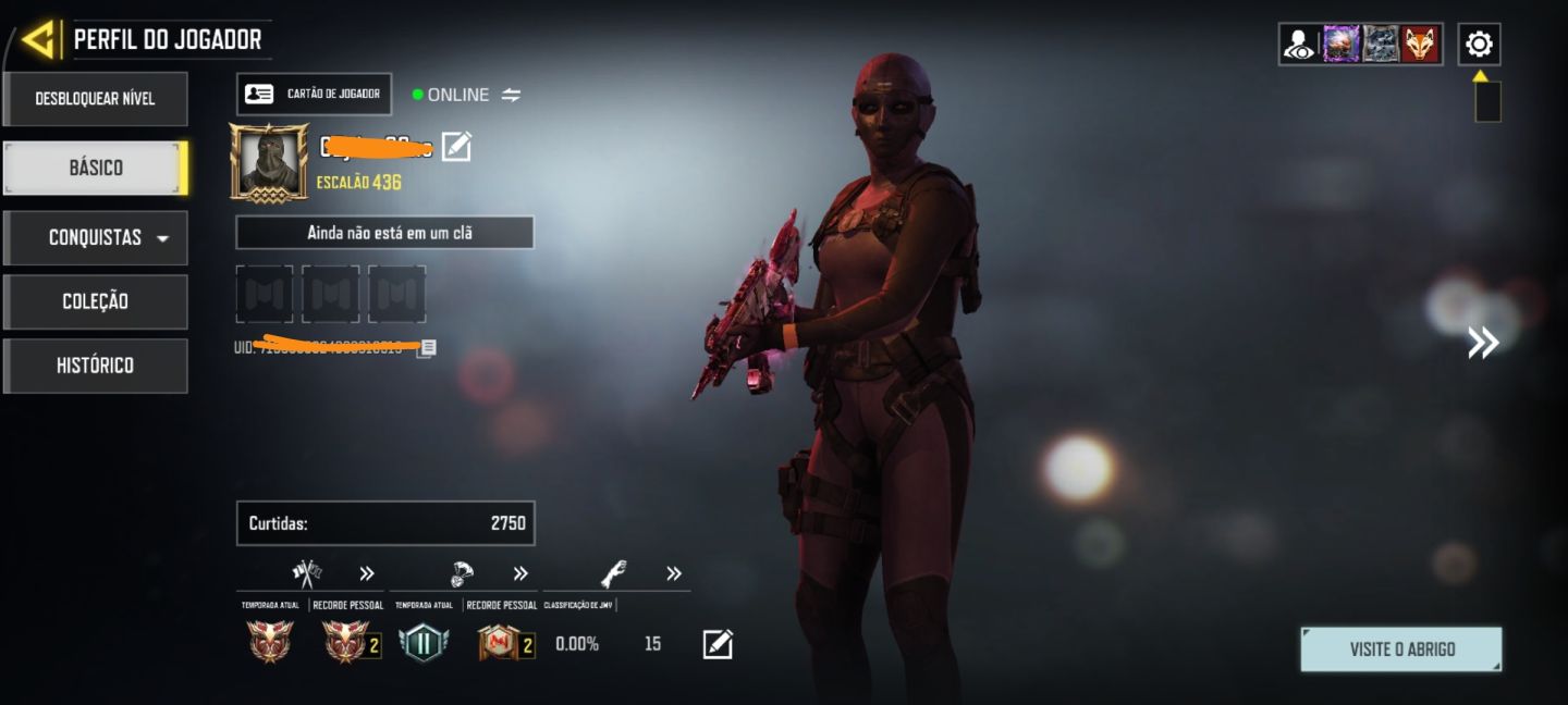 CONTA CALL OF DUTY CODM COM VÁRIOS ITENS E SKIN ROZE E GHOST ANTIGO