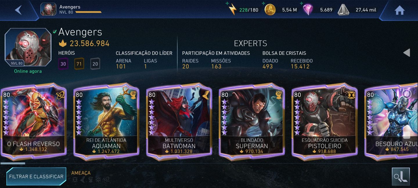 Conta INJUSTICE 2 Nível 80