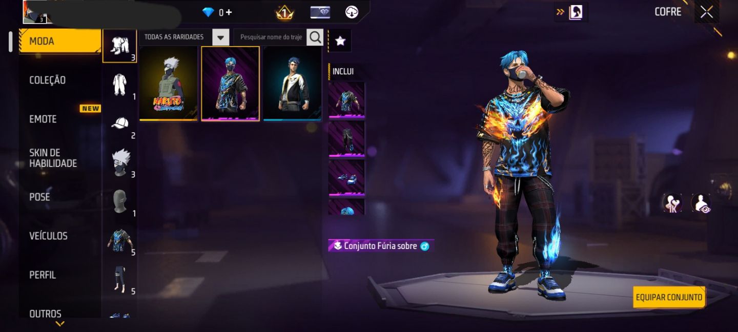 CONTA FF + NAILOONG + KAKASHI + 2 SKINS + EMOTE + XM8 ATRIBUTADA (SEU EMAIL)
