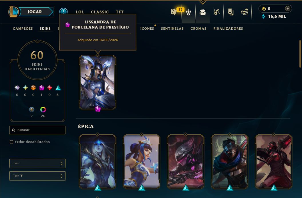 SKIN SINGED SURFISTA + [ DIAMANTE COM 55% DE WIN RATE ] + [ TROCA NICK ]