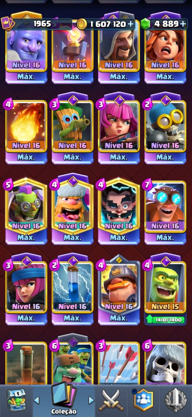 Conta Clash Royale Nível Máx, 27 Evo, Todas Cartas, 5 Heróis