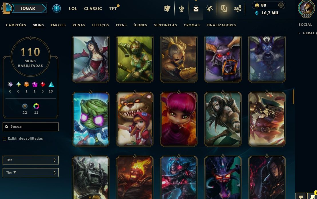Full Acesso - 110 Skins - 150 Campeões - Level 196 - Promoção Só Hoje!!!
