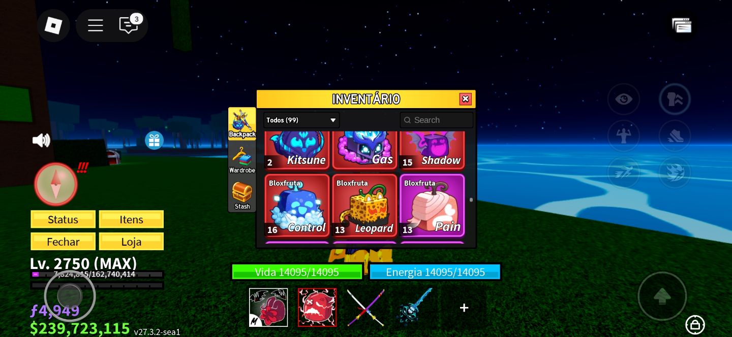 FRUTAS BLOX FRUITS E SKINS/MUTAÇÕES (não são contas)