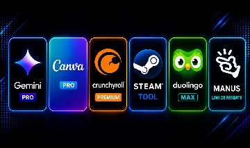GEMINI PRO+CANVA PRO+LINK MANUS+CRUNCHYROL+STEAMTOOL+DUOLINGO MAX
