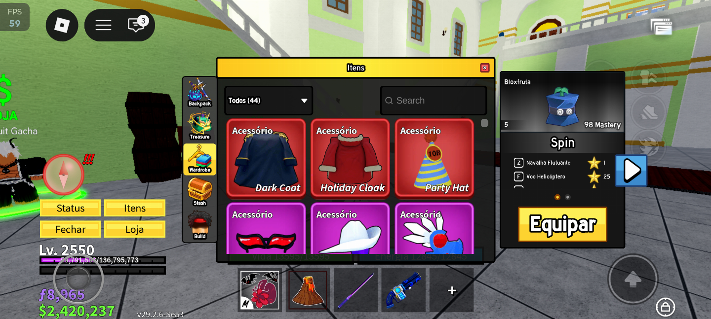 CONTA BLOX FRUITS FRUTAS PERMS & RAÇAS V4, VARIAS GAMEPASSES