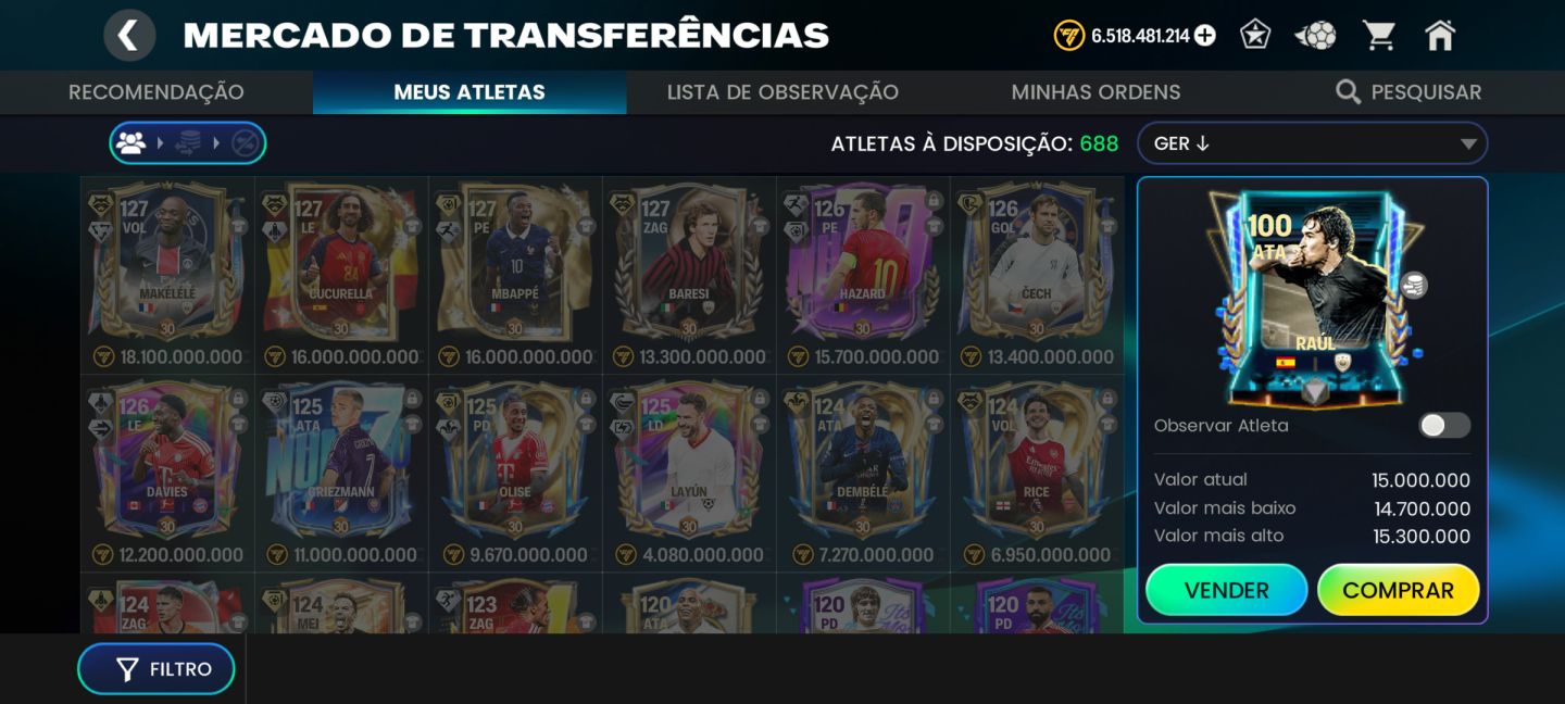 Conta FC Mobile | 6 BI+ Coins | 67 Mil Fragmentos | Mbappé, Cucurella META