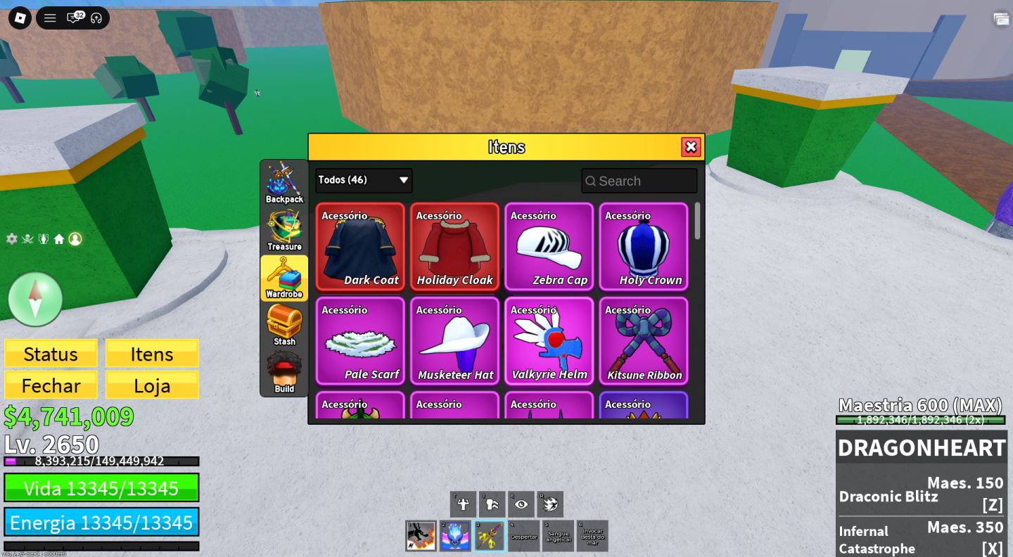 Conta roblox blox fruits atualmente gás lvl Max e com 96 robux