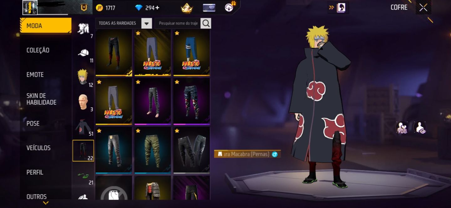 CONTA DE FREE FIRE COM ITACHI E 290 DIAMANTES NA CONTA!