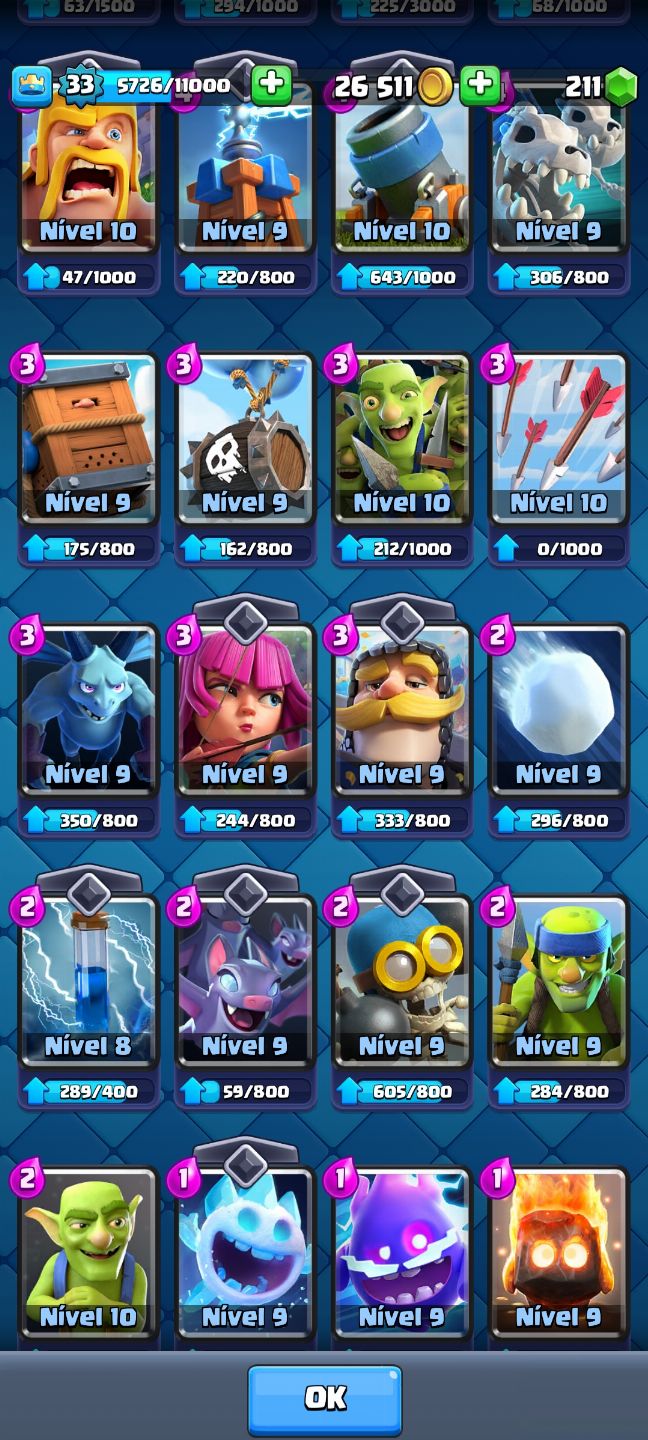 CONTA DE CLASH ROYALE COMPLETA E ANTIGA
