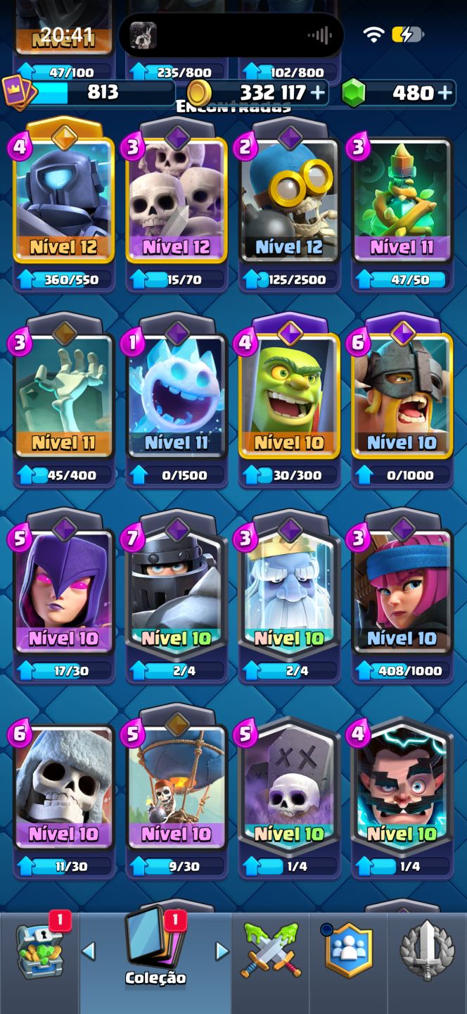 CONTA COMPLETA CLASH ROYALE 332.117 OUROS + 480 GEMAS + 4.537 TROFÉUS