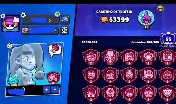 Conta Brawl Stars | 63K+ Troféus | 108/108 Brawlers | 55 prestigios