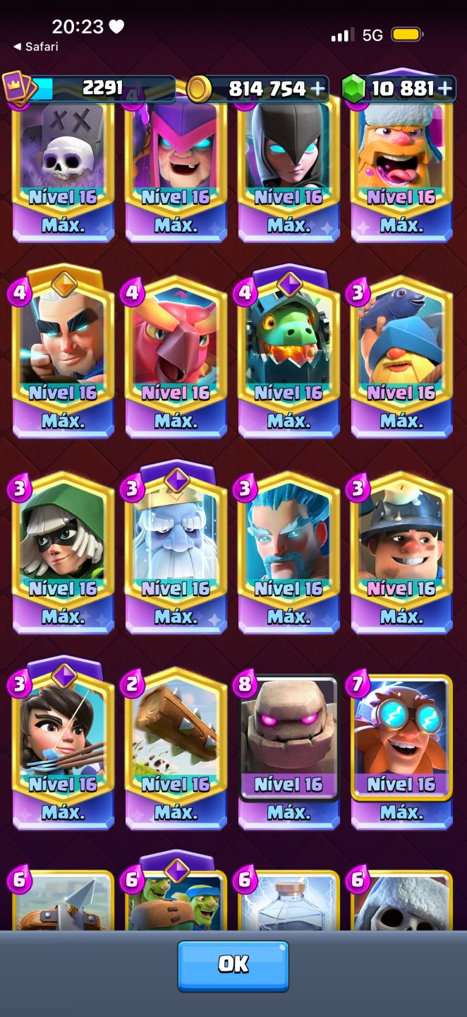 CONTA CLASH ROYALE TODAS AS CARTAS LVL 16 E EMOTES ULTRA RAROS!!!