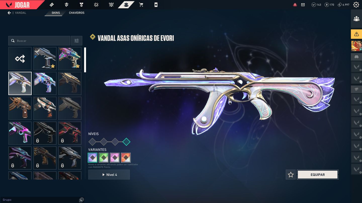 CONTA VALORANT 68 SKINS FULL PERSONAGENS