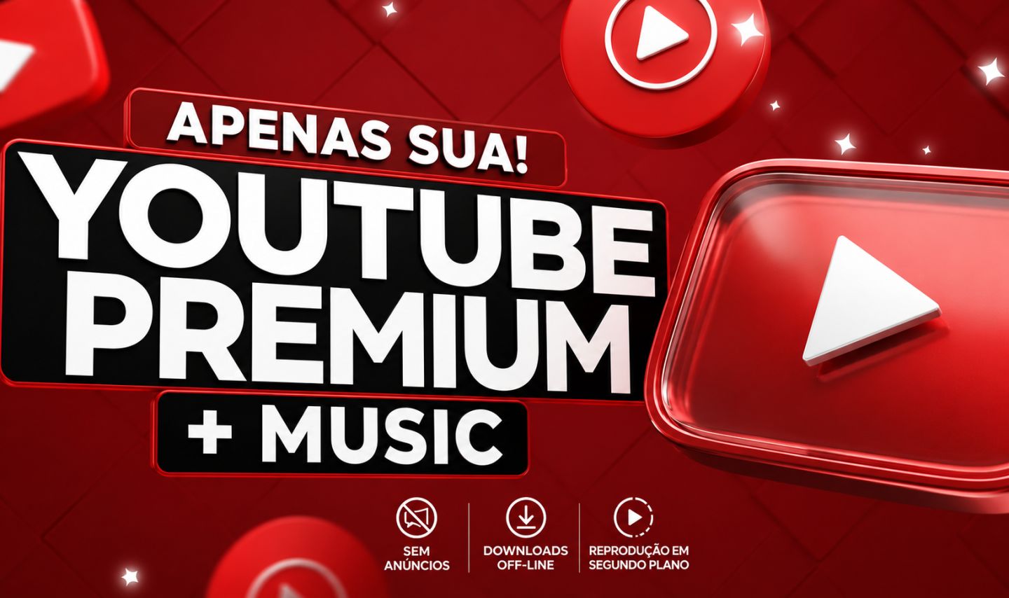 YouTube Premium + YouTube Music + brinde TUDO NA SUA CONTA
