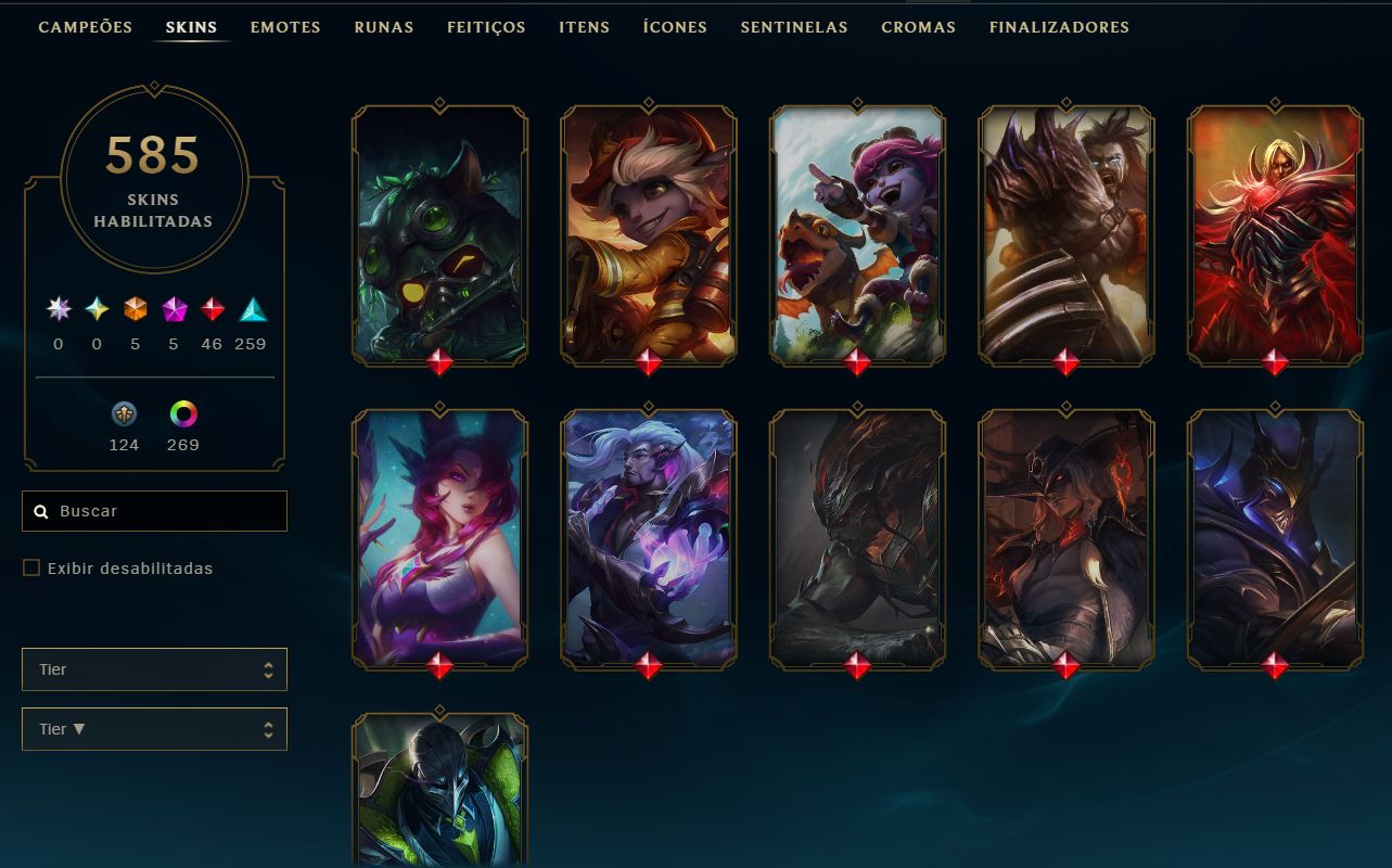 CONTA LOL, FULL CHAMPS, 240K ESSENCIA AZUL, LVL 793, 585 SKINs