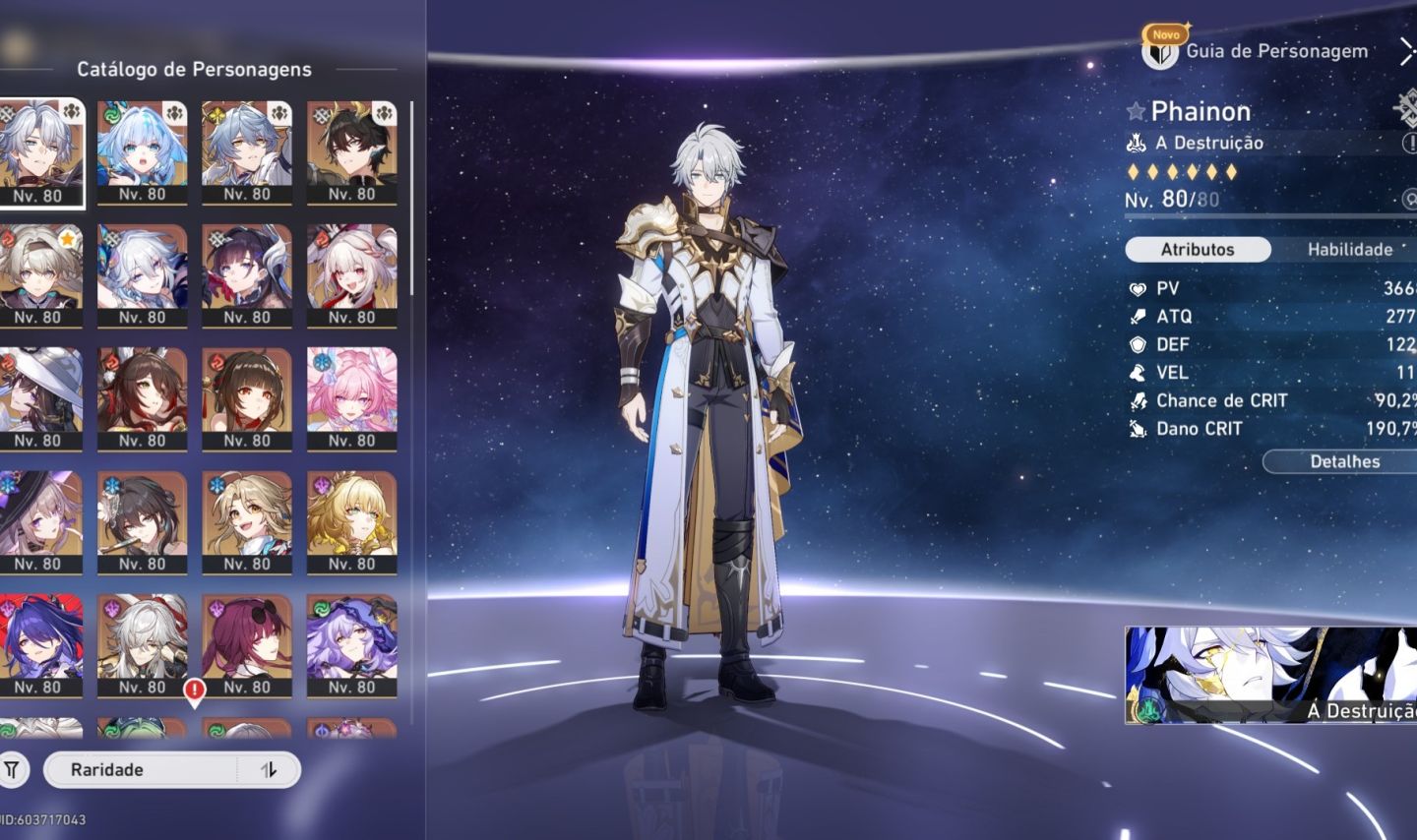 Conta Honkai Star Rail lvl 70