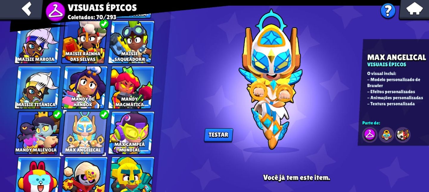 Conta brawl stars com muitas skins e todos os brawlers