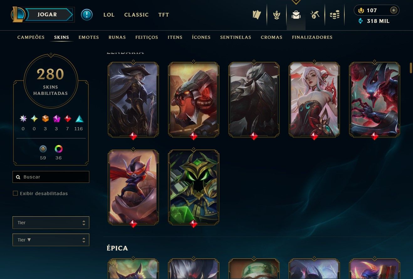 [ENTREGA AUTOMÁTICA] CONTA LOL E WILD RIFT 280 SKINS GOLD 4 97% WR 29W 1L