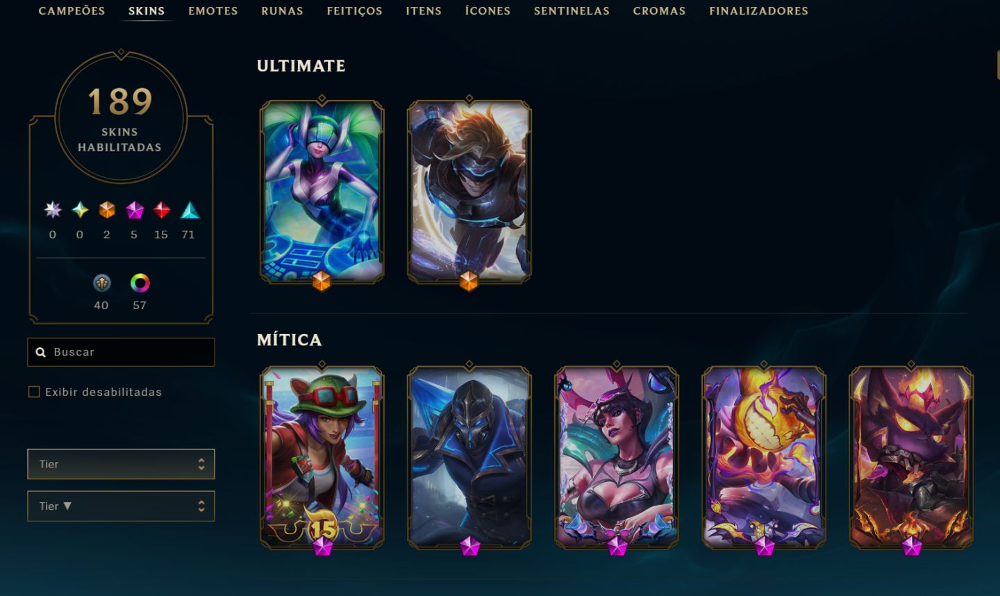 CONTA LOL DIAMOND | 189 SKINS | 128 ESSÊNCIAS MÍTICAS