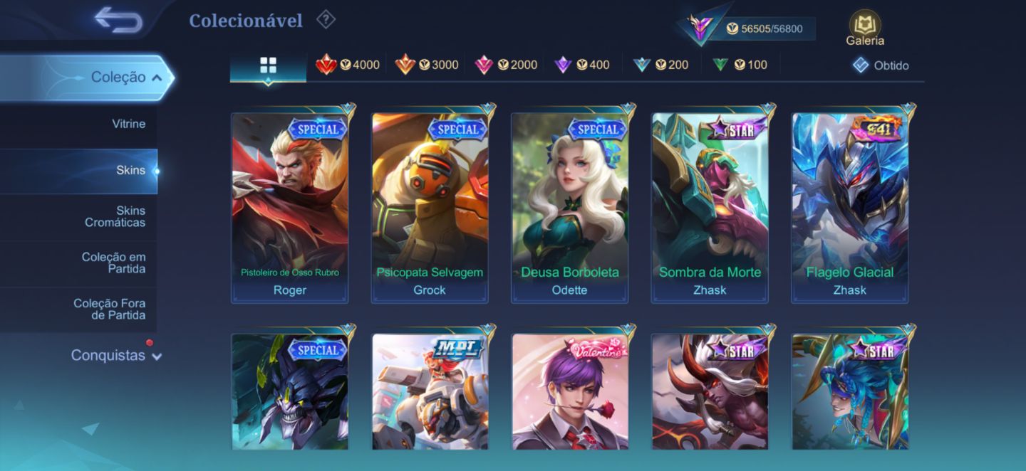 Conta Mobile Legends FULL | Todos Heróis + Skins Raras | Glória Mítica