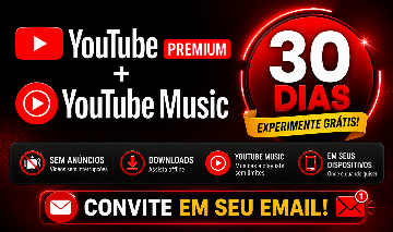 Convite Youtube Premium 30 dias.