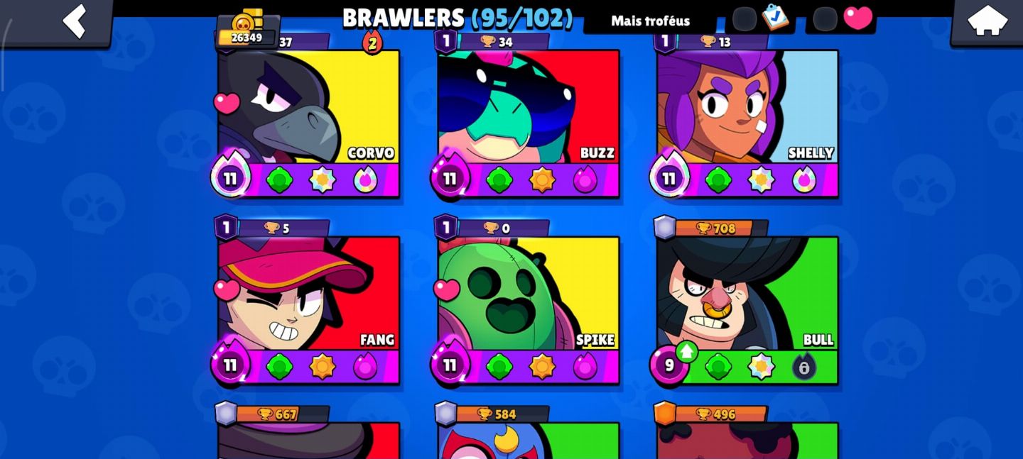 CONTA BRAW STARS COM 12 PRESTÍGIOS 95/102 BRAWS + FULL ACESSO