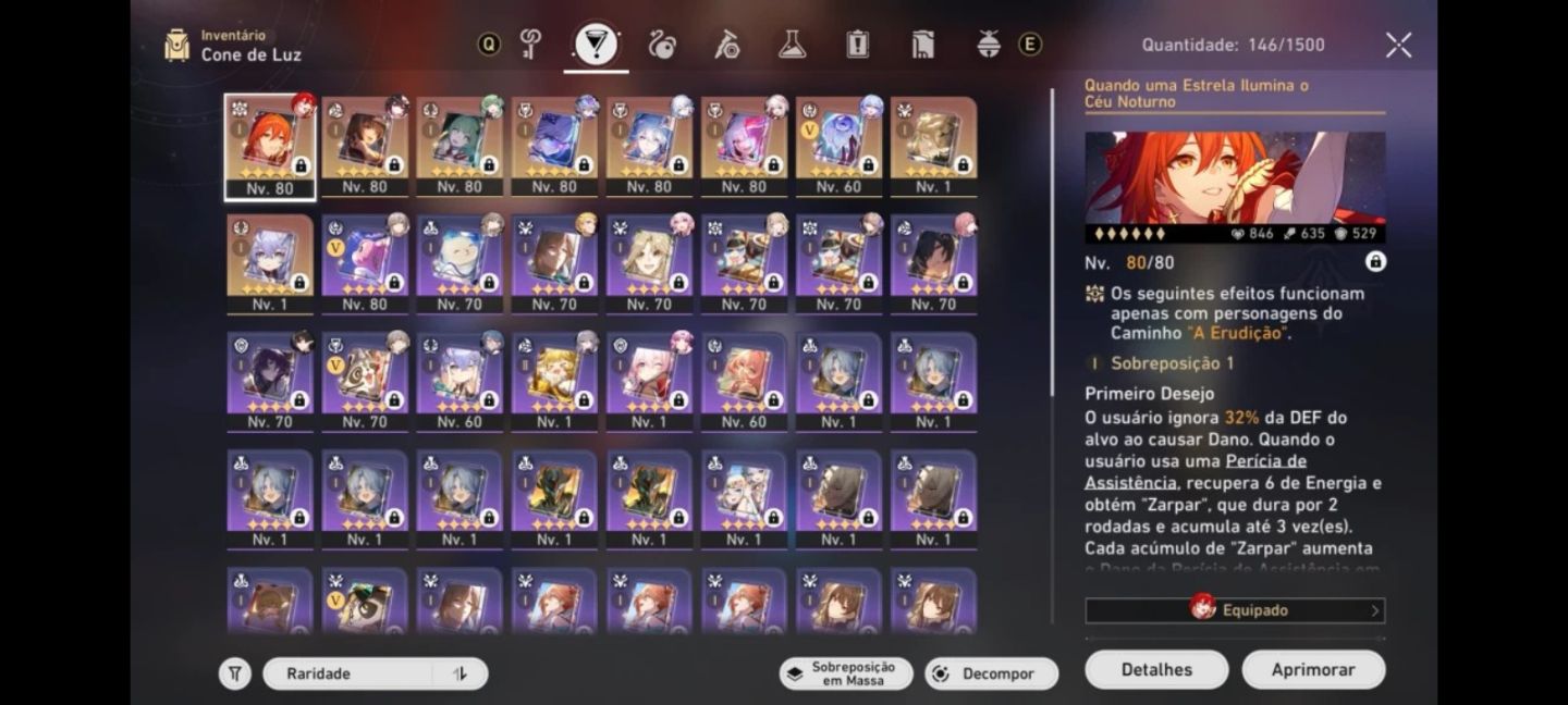 Conta Hsr Silver Wolf 999 E2s1, Sparxie E2s1, Yao Guang E2s1, Huohuo E2s1 e +