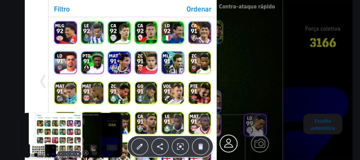 CONTA EFOOTBALL MOBILE RARA FORÇA 3166