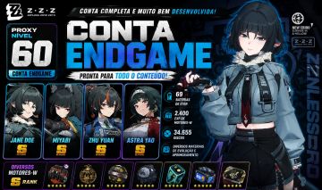 Conta Zenless Zone Zero| Proxy Nv. 60 | Jane + Miyabi + Zhu Yuan + Astra Yao