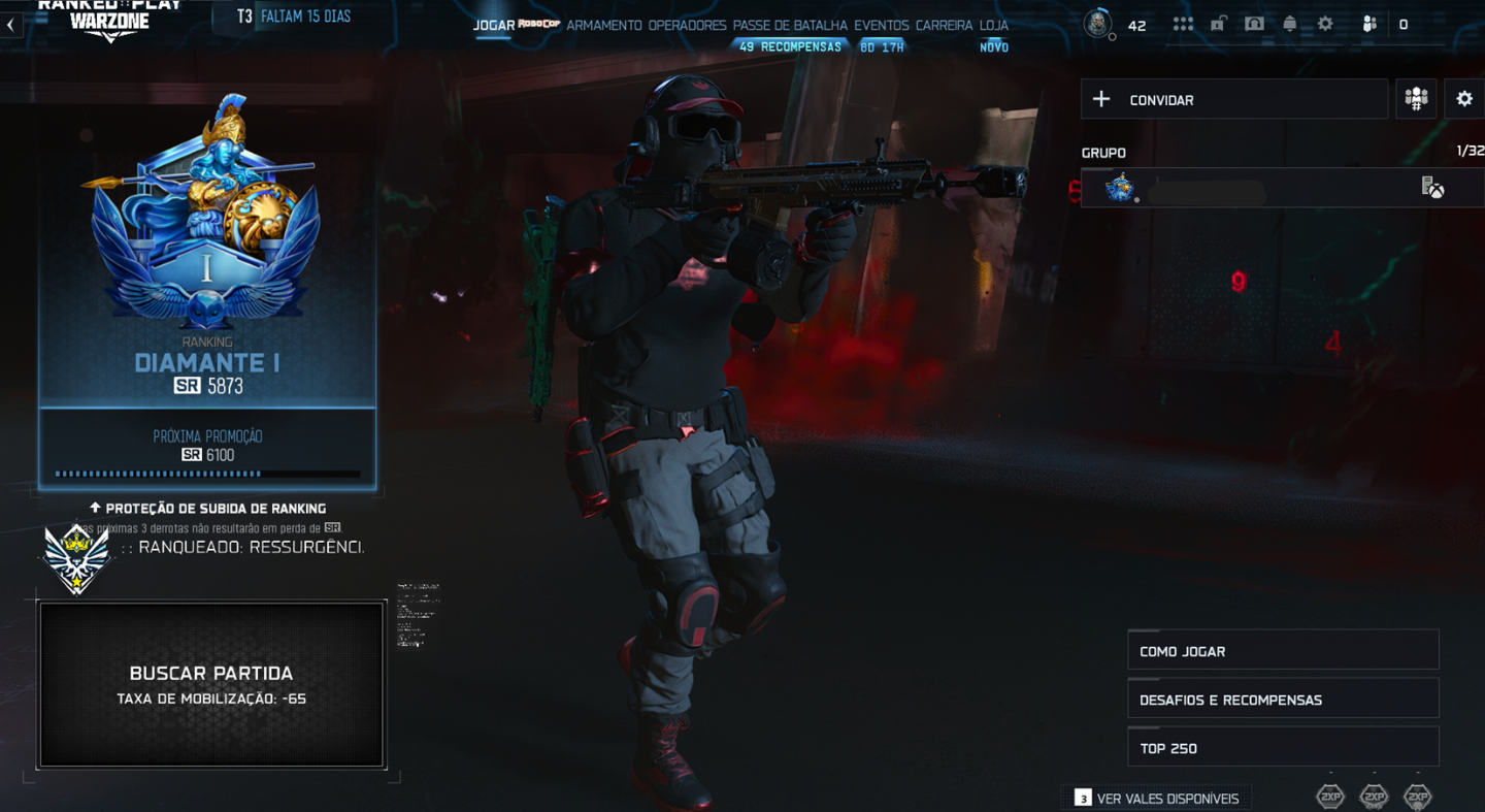CONTAS WARZONE - CONTA BO7 NIVEL 55 E CAMUFLAGEM - RANKED - FULL ACESSO