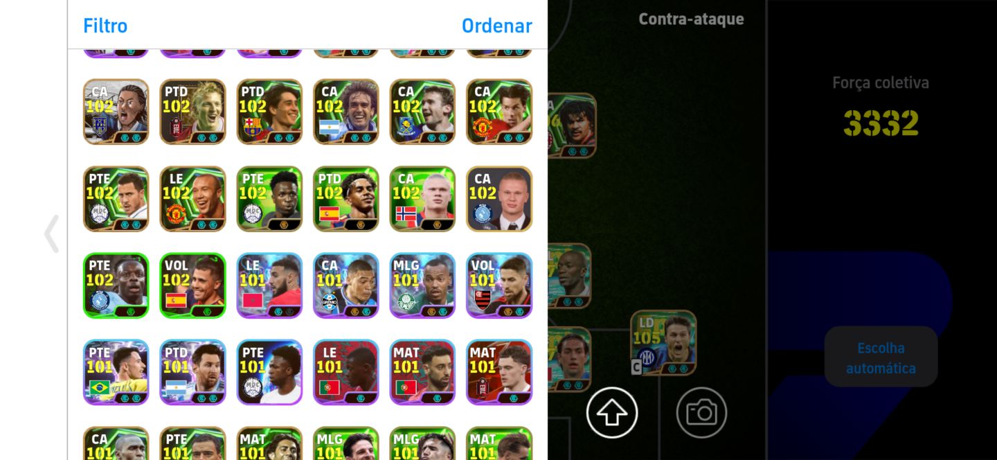 Conta eFootball Mobile Messi + CR7 + Del Piero Elenco Forte.