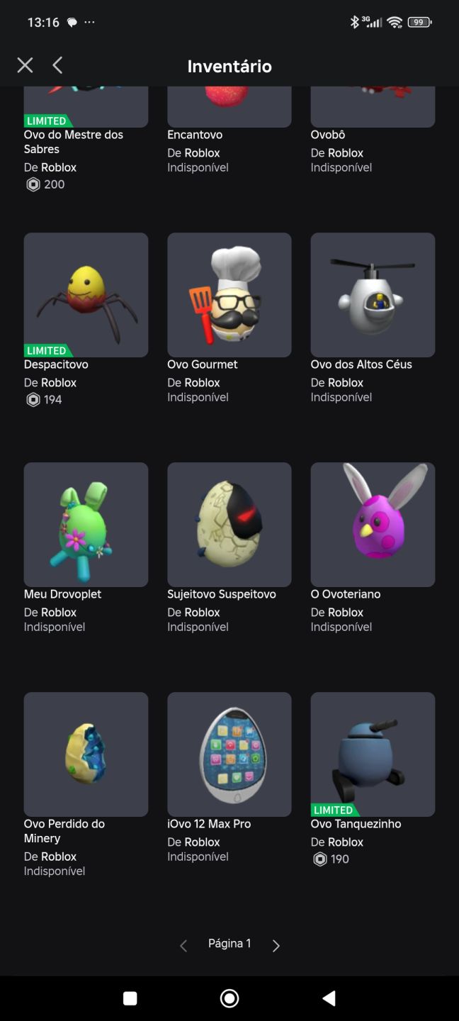 Conta Roblox antiga e rara diversos itens