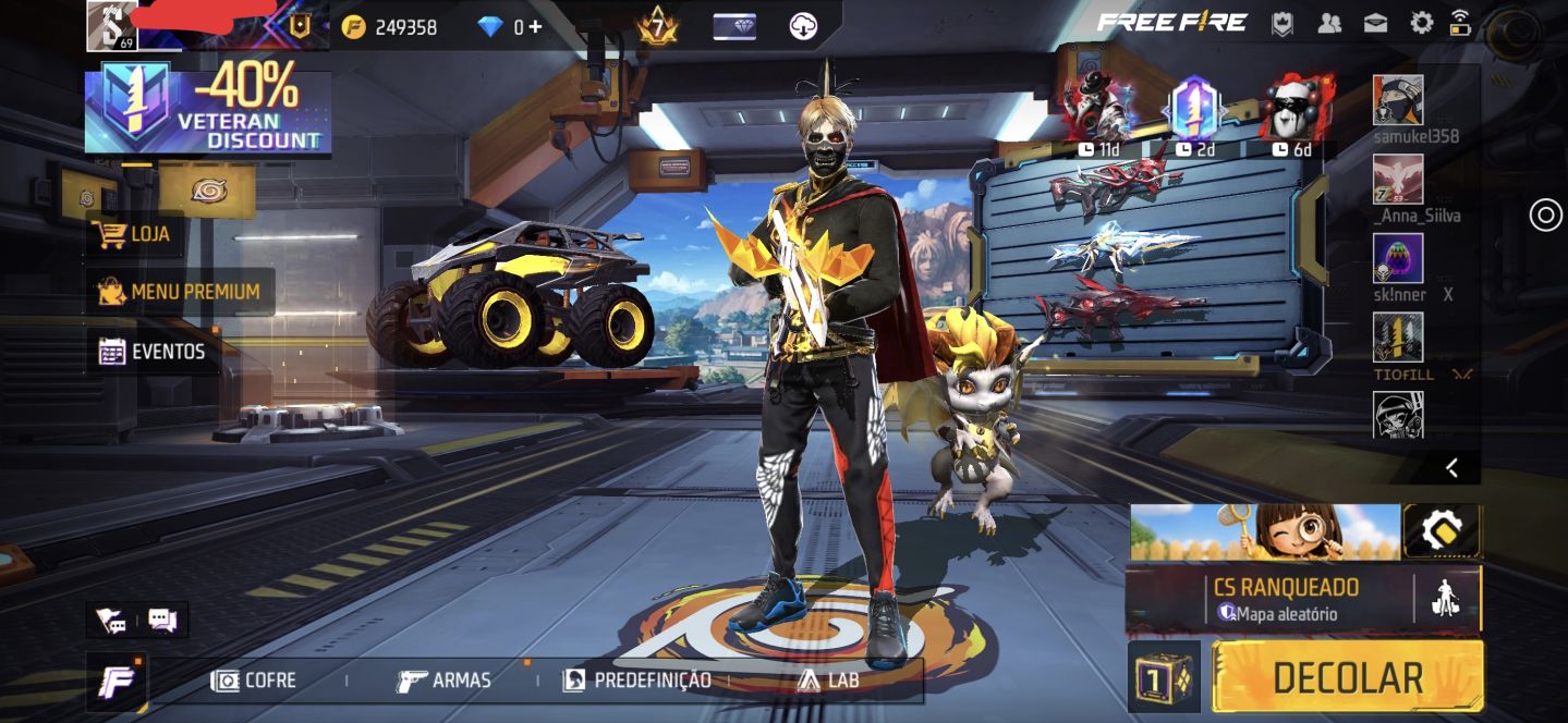 Conta de FF, prime 7, Level 69, muitos itens raros.