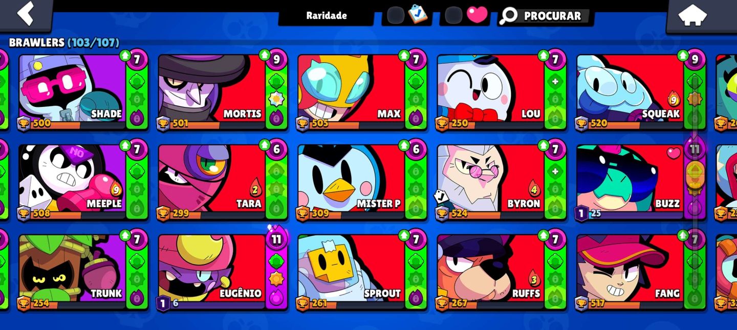 Brawl Stars 50K | 103 Brawlers | 240 SKINS | 13 Lendários | 54 Hipercargas