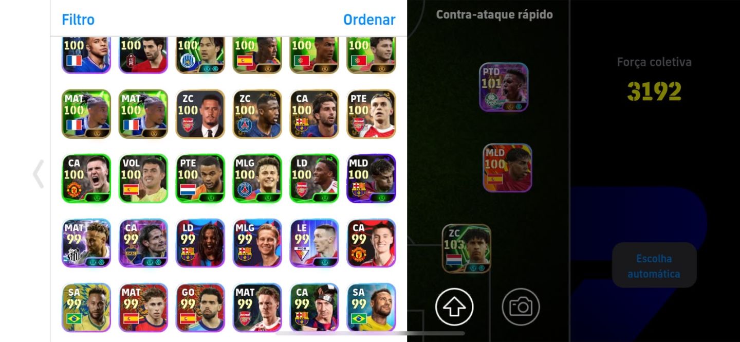 CONTA EFOOTBALL COM NEYMAR TRIO MSN 107, SUAREZ DO TRIO E E CIA