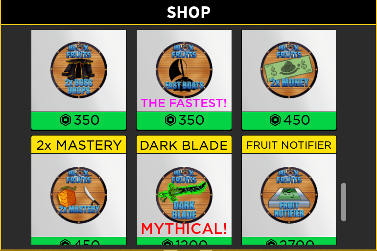 (ENTREGA RÁPIDA)GAMEPASS E BOOSTS BLOX FRUIT E FRUTAS PERM - PROMOÇÃO LIMITADA