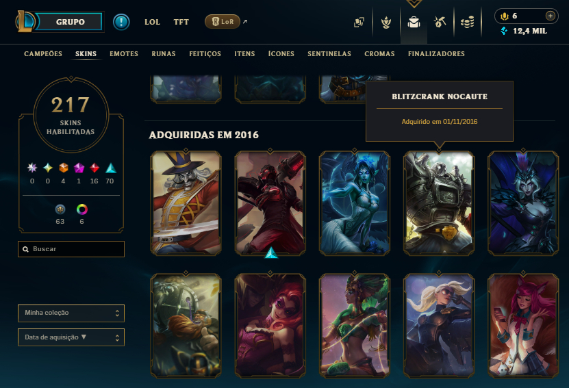 Conta LoL 217 Skins + All Champs | Gold/Esmeralda TFT | 2015